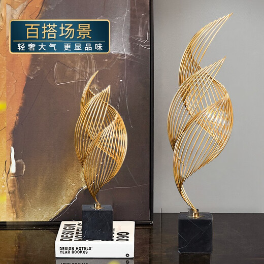 First sight of light luxury furnishings for the living room, office entrance cabinets, art metal furnishings, model room decorations, home crafts, Feng Sheng Shui Qi furnishings, a pair of marble models