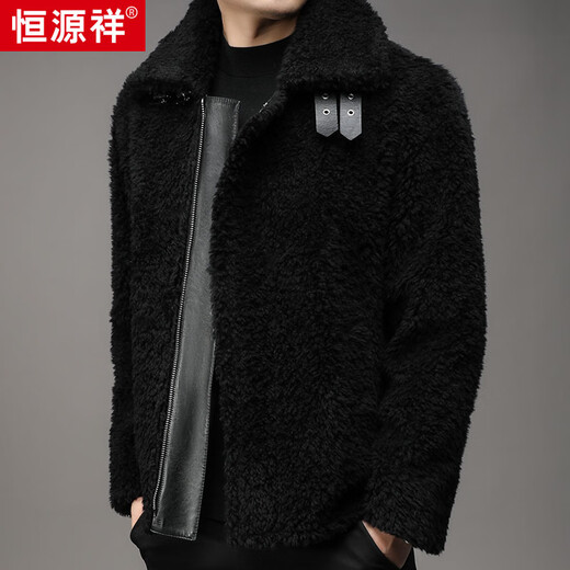 恒源祥时尚100%羊毛毛呢大衣男士秋冬季新款大翻领夹克中年呢子外套男潮 灰色 2XL
