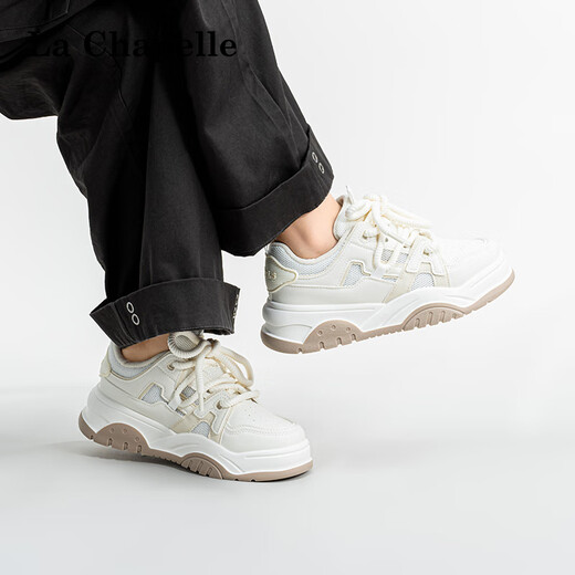 Женская обувь La Chapelle, Panda Impression Casual Women's Women's, разноцветная обувь, толстая подошва, повышенная женская обувь, маленькие белые туфли, повседневная обувь, не совсем белая женская LA-B683 35