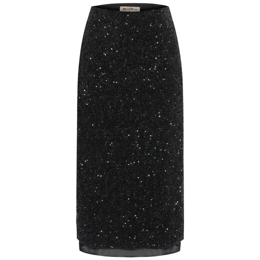 
Pink blue wardrobe 2024 autumn new luxury shiny and noble beads light workplace skirt for women 5A3Q698 ink black 2XL