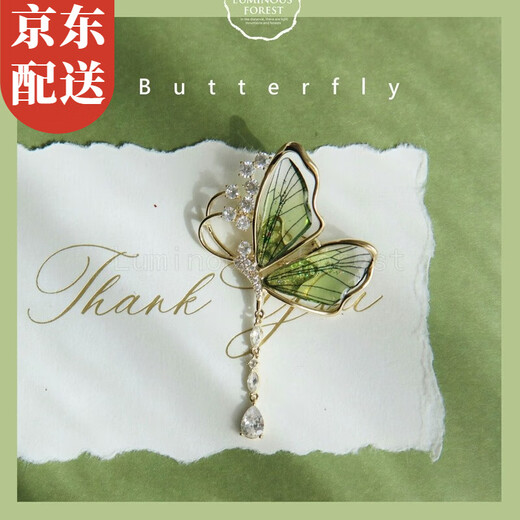 Idel's niche silver angel wings brooch, high-end female style, new trendy suit accessories, birthday gift for wife and girlfriend, green fairy butterfly brooch XZ0471