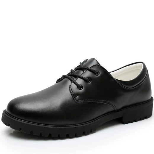 Xin Yueqing children's leather shoes for adults, middle and large children, students, boys and youth schools, casual strappy performance, black large size single leather shoes 2201-A (extra large size) Velcro, 40 yards/250, inner length 26cm