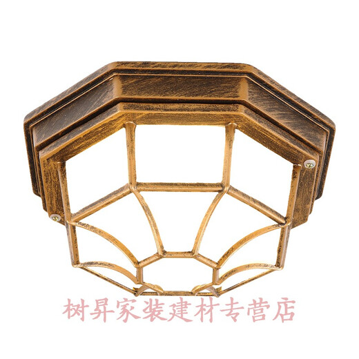 Villa entrance light door outdoor ceiling light waterproof balcony light entrance American outdoor corridor aisle sensor light octagonal light led upgraded version small bronze 10WLED warm light