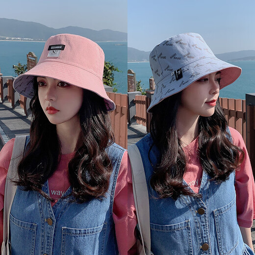 Binqing Deer Fisherman Hat Women's Summer Korean Style Sun Protection Sun Hat Spring and Autumn Versatile Japanese Style Double Basin Hat Fishman Straw Hat Pink Double-sided Label Front and Back Can Be Weared