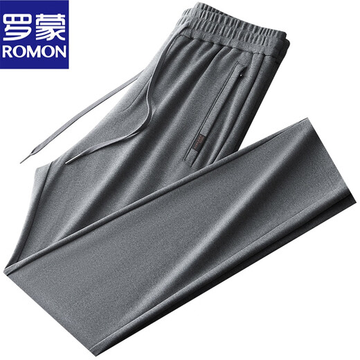 ROMON high-end heavy cotton middle-aged sports casual pants men's autumn and winter loose large size dad sweatpants gray pants 2210 dark gray spring and autumn style XL