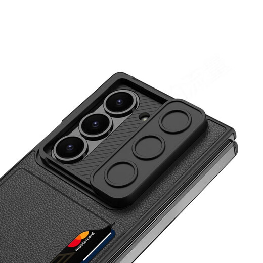 Geeignet für Samsung Zfol6 Mobiltelefon Hülle Klappbildschirm Dünne Business Plain Leder Card Bag Herrenabdeckung Anti-Fall-Handy-Schutzhülle Cover [Shell Film] Kartenbeutel-Lengshanhui
