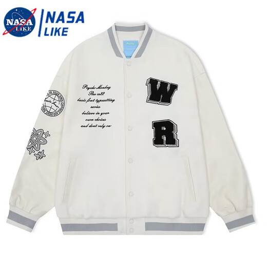 Taozilang high-end trendy joy PCMY American retro national trend hip-hop trendy brand loose couple woolen baseball uniform jacket men white M