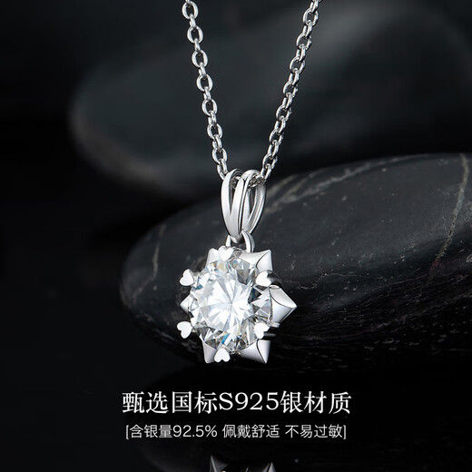 Grace Girl One Carat Moissanite Necklace Women's Collarbone Chain Snowflake Pendant Chinese Valentine's Day Birthday Gift for Girlfriend