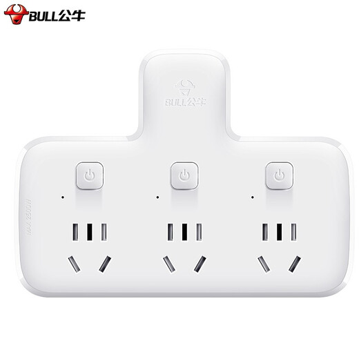 Bull-Steckdosen-Konverter-Stecker, kabellose Steckerleiste, USB-Multifunktionssteckdose, eine Umdrehung, Mehrfachschutztür, Verlängerungskonverter, geeignet für Schlafzimmer und Küche, Untersteuerschalter, Pin-Typ, eine Umdrehung, drei