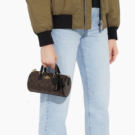 
COACH Lacey Crossbody Women's Cylinder Bag Classic Printed Hand-carrying One-Shoulder Crossbody Bag Brown CK689-IMAA8 Hong Kong Warehouse