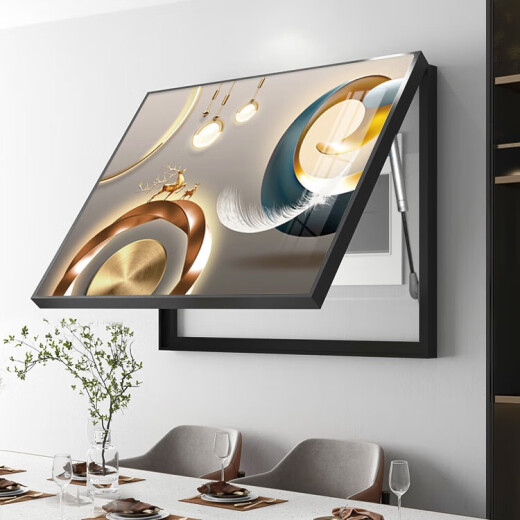 Shunjixiangli modern simple electric meter box decorative painting push-pull-free punch-punch living room multimedia electric box hanging painting switch restaurant mural JD12033 bright future 55*45cm (block 45*35) left push-pull black frame