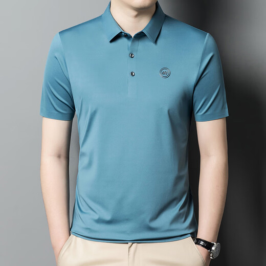 AJGNEAMAIN意大利轻奢高档男装夏季短袖POLO衫无痕商务休闲半袖纯色男士上衣 9859浅绿【无痕免烫抗皱】 XL 180/52【建议130-150斤】