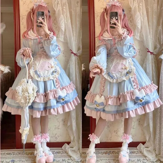 Tannuu Lolita dress dream girl op student lolita cute daily dress object sweet cat cat L