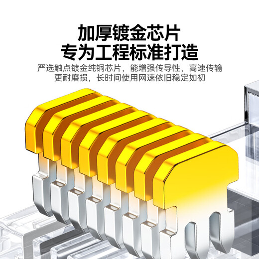 山泽 六类网线水晶头 6类千兆网络接头 RJ45工程级电脑网线连接器 Cat6镀金水晶头 100个 JD-S66