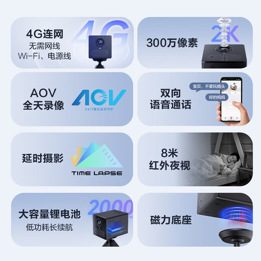 Fluoritkamera CB2 Batterieüberwachungskamera Voller Wireless Monitor Home Handy Remote Zwei-Wege-Sprachanruf Adsorption und Installation Hochaufladung Nachtsicht Lademodell [4G Unbegrenzter Verkehr] 3 Millionen Pixel Standard [Beratung Kundendienst für 32 g]