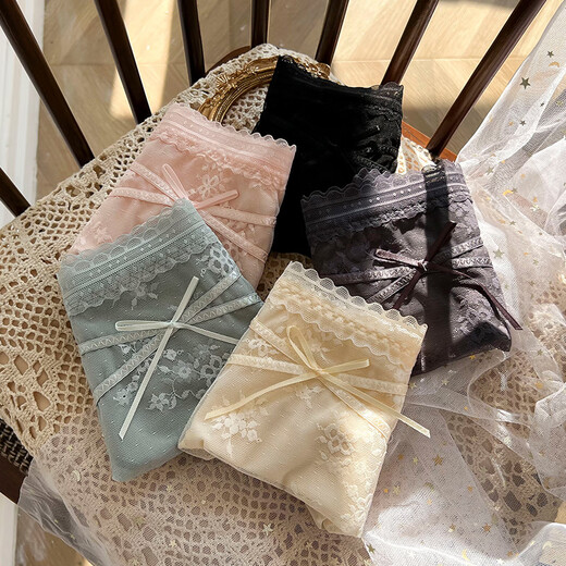 
(4 packs) ins sexy password French satin lace underwear women's mid-waist hip briefs pure desire Four packs (black + apricot + powder + purple) 3883 L Recommended 100-120 Jin [Jin equals 0.5 kg]