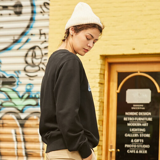 Dickies Autumn Unisex Couple Logo Printed Round Neck Sweatshirt DK007059 Black M