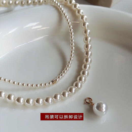 Zhuomai double-layered pearl necklace, simple design, niche and versatile sweater chain, beaded clavicle chain, high-end necklace, double-layered pearl necklace