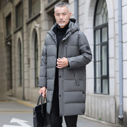 Yalu down jacket men's long new style winter thickened middle-aged men middle-aged men middle-aged dad men's casual jacket LC black 175/L