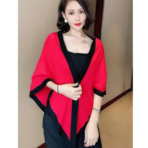 BIFITY新品高级感针织披肩夏季空调房围巾女保暖时尚韩版超大三角巾春秋 三角巾披肩--米色