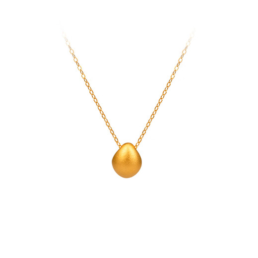 Caizhi Get Rich Gold Egg Pure Gold 999 Water Drop Pendant with Necklace and Clavicle Chain Thin Girl Birthday Gift for Girlfriend Pure Gold Get Rich Gold Egg 0.45-0.50g (including 45cm