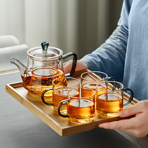 Lvchangming teapot glass tea set high temperature resistant teapot thickened teapot office home teapot 490ml