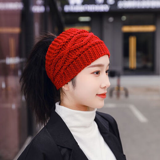 Lan Manya's zodiac year woolen warm headband for women winter wide-brimmed forehead scarf to cover white hair hat knitted headband hood khaki