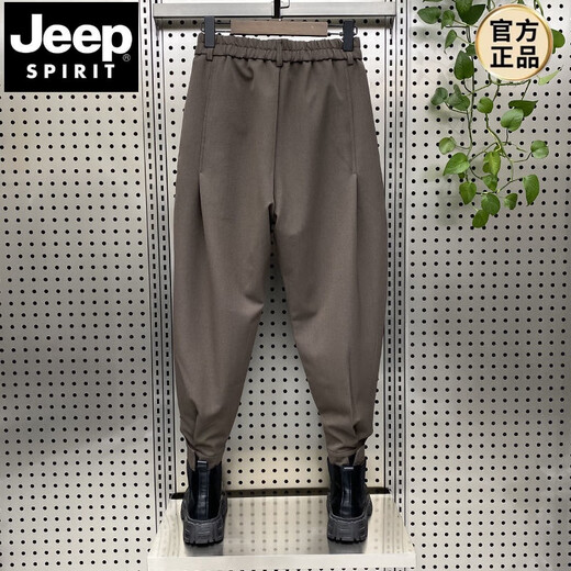 JEEP SPIRIT autumn and winter new trousers men's thin velvet thickened trousers with Martin boots harem pants Velcro casual pants black plus velvet 34 165-175Jin Jin is equal to 0.5 kg