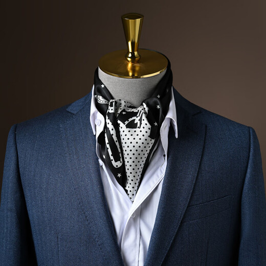 
Hangzhou Silk Road Silk Scarf Men's Streaming Scarf Double-sided Casual Business Scarf Dad Boy Gift Fenghua Black and White