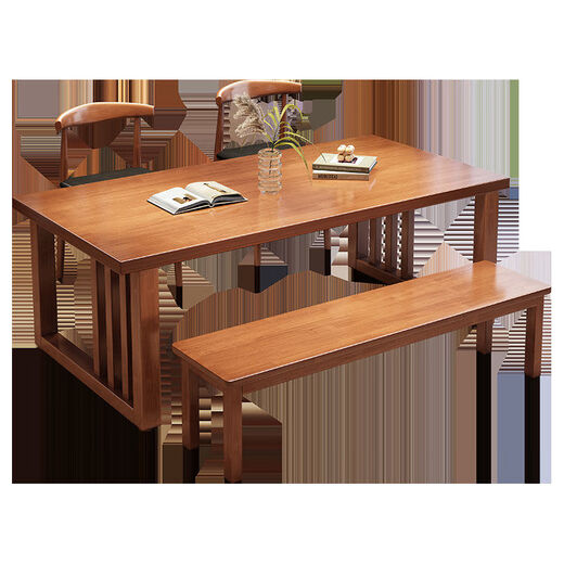 Yiyao nueva mesa de comedor y silla de estilo chino Combinación Sala de estar simple Mesa de comedor de plato grande Tabla de lectura de trabajo Integrado CR9901# Nuez Tabla individual 180x80x75cm
