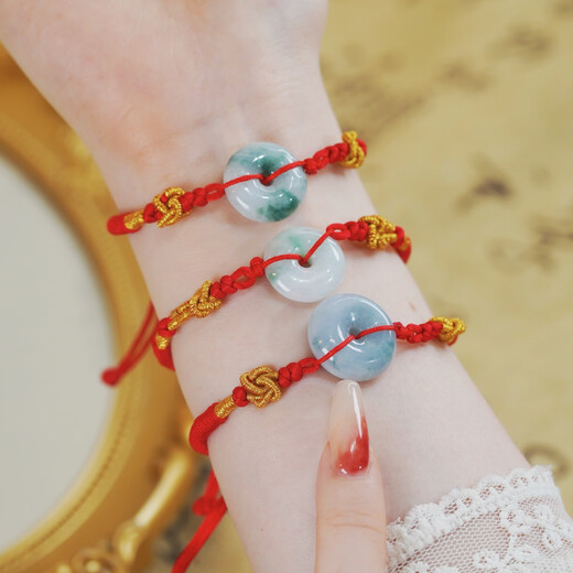 Lolia Welfare Model Jade Peace Buckle Red Rope Bracelet for Girlfriend, Best Friend, Couple Model, Jade Diversity Hair Red