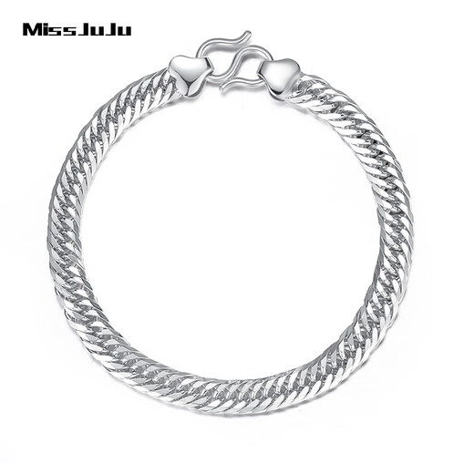 Miss JuJu PT950 platinum bracelet men's platinum horsewhip bracelet, large and thick 12-cut Xiping bracelet (in stock) weighs 25.77 grams, is 21cm long and about 5.8mm wide