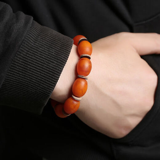 Knock knock love fidelity Russian chicken oil red old beeswax bucket bead bracelet game allowance original leather amber date bead matching bracelet for men and women old beeswax bucket bead bracelet