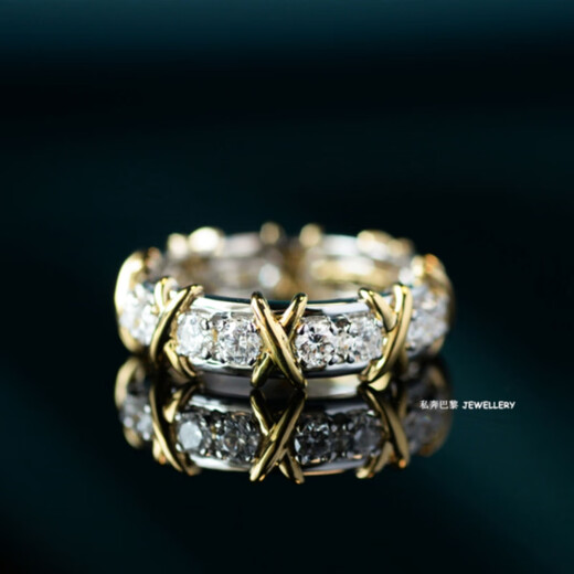 Micro-gift 18K gold two-color cross ring gold cross sterling silver