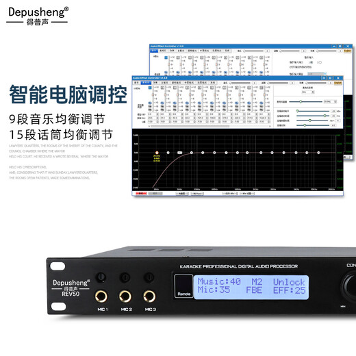 Depusheng REV50 preamp effector anti-howling vocal digital effector KTV preamplifier microphone reverb karaoke anti-howling device new digital effector