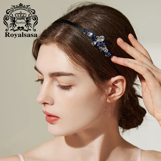Royal sasa royal salsa headband Korean headwear female elegant rhinestone hair headband adult celebrity hair accessories headband hairpin blue gray BG