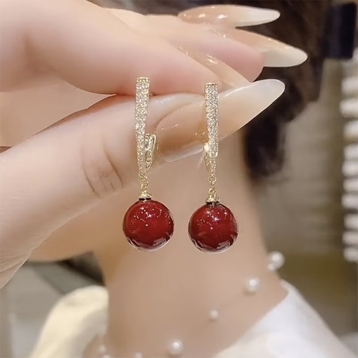 Idel Fashionable Personalized Earrings Earrings Women's Red Geometric Earrings Korean Style Long Birthday Gift Red Earrings E2425