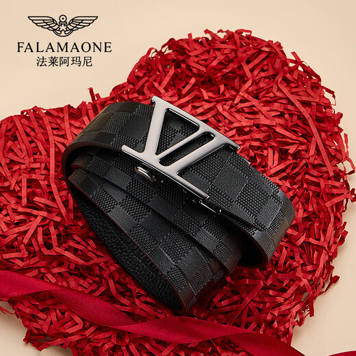 FALAMAONE Armani belt men's genuine leather business casual pure cowhide men's trouser belt Valentine's Day gift for husband PD838QGZW solid wood gift box 110cm