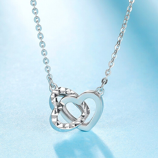 Jamie PT950 platinum double heart-shaped necklace pt950 platinum heart-to-heart chain set as a gift for your girlfriend - PT950 platinum chain set is about 3.6 grams
