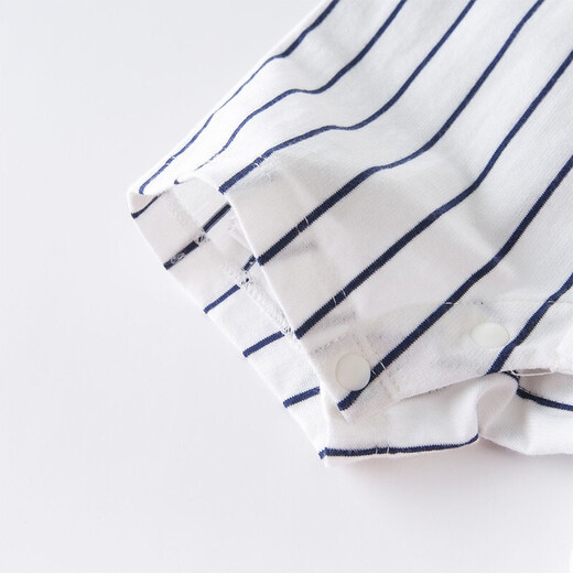 davebella David Bella children's clothing summer baby jumpsuit short-sleeved jumpsuit newborn baby striped baby crawling suit men's summer DBM14107 blue and white stripes 90cm
