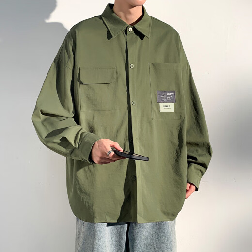 
Baiqueting short-sleeved shirt men's summer new ice silk shirt jacket men's trendy brand loose casual work jacket top 854 light gray 3XL