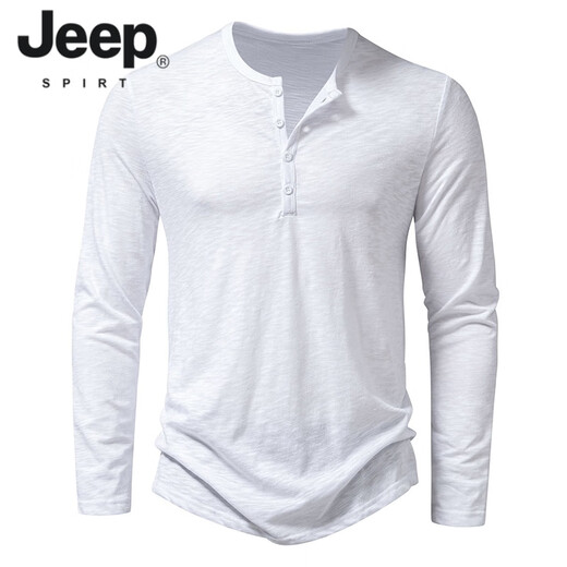 JEEP SPIRIT American retro heavyweight long-sleeved bottoming shirt autumn long-sleeved Henry shirt men's fitness tough guy army green T-shirt long sleeve khaki M