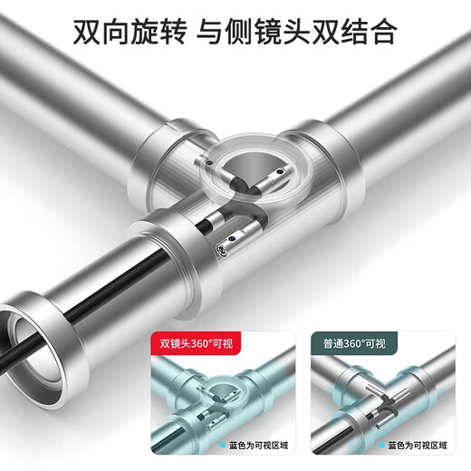 Hengjun 360-degree dual-lens steering industrial endoscope HD camera with screen visual detector turning probe (8.5mm steering dual-lens + 3-meter tube) HJ-P700