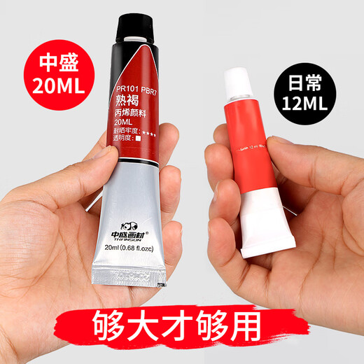 中盛画材（transon）12色艺术丙烯颜料套装手绘墙绘颜料DIY防水颜料涂料鞋子DIY涂料手工画画衣服美术写生