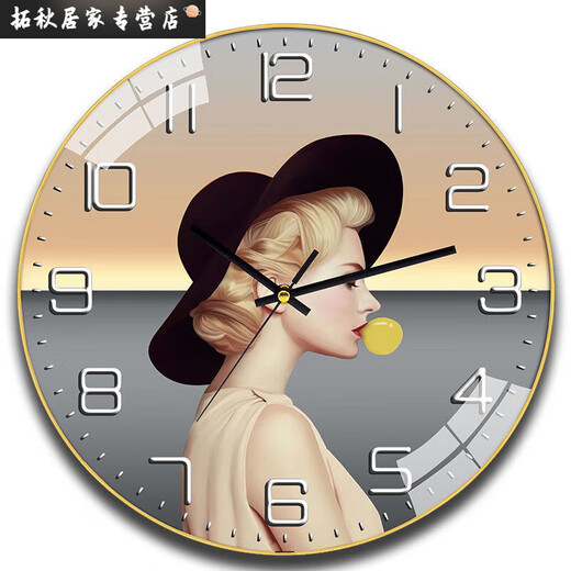 Montres, horloges murales, montres de salon de célébrités Internet à domicile, nouvelles horloges murales, à la mode, à grande valeur, horloges de quartz sans trou, 6636 cerfs, 14 pouces (35 cm) en verre incurvé
