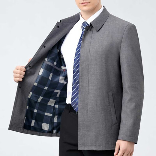 Pier Cardin middle-aged and elderly high-end wool jacket men's spring and autumn new jacket business casual loose dad's suit no iron jacket shirt 2287 lapel buttons - dark blue 2XL (185) - Recommended weight 165-175Jin [Jin equals 0.5 kg]