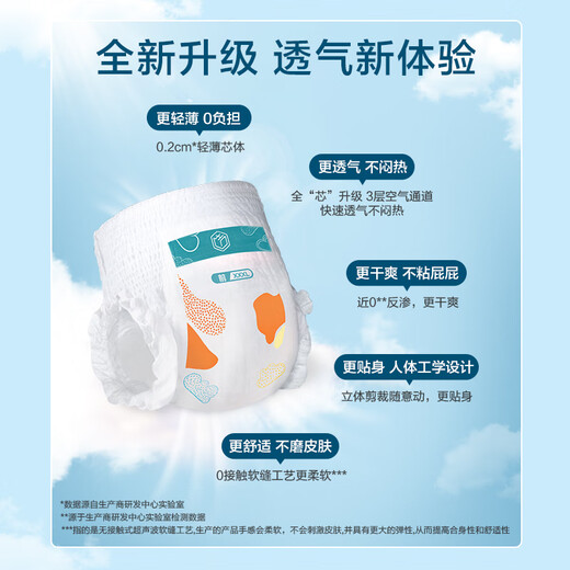 
JD.com baby pulling pants for daily use, light and thin breathing series XXXL code 32 pieces (17kg or more)