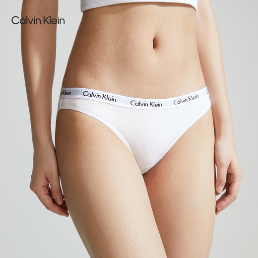 Calvin Klein内衣女士三条装循环提花ck棉质透气性感比基尼三角内裤女QP1258O MP1-太空黑/浅灰色/月光白 3条 M