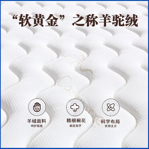 宜族席梦思独立袋装弹簧床垫儿童乳胶1.8x2米20cm厚静音酒店同款家用 羊驼绒丨独立弹簧+3E棕丨22cm厚 1350*1900