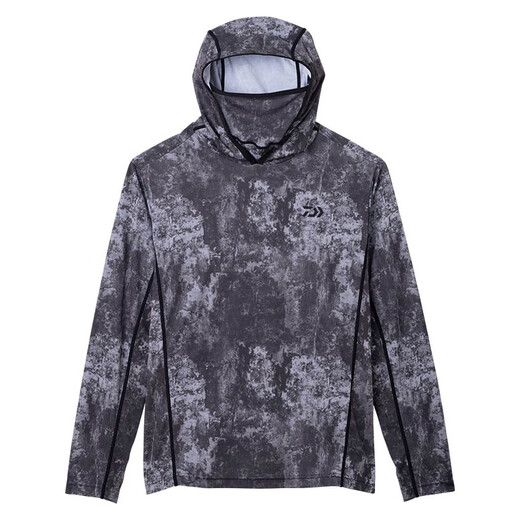 DAIWA spring and summer DE-3623 light sunshade jacket with mask hooded fishing long-sleeved shirt quick-drying fishing clothing grass and wood grain M